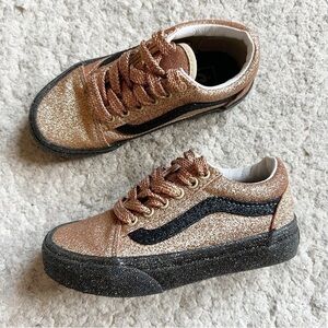 Vans: Old Skool Party Glitter Black/Gold Low Profile Lace Up Sneakers Size 11.5